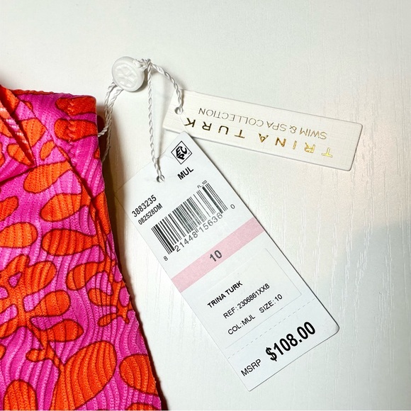 Trina Turk Trellis Off the Shoulder Ruffle Bandeau Swim Top - Picture 12 of 13